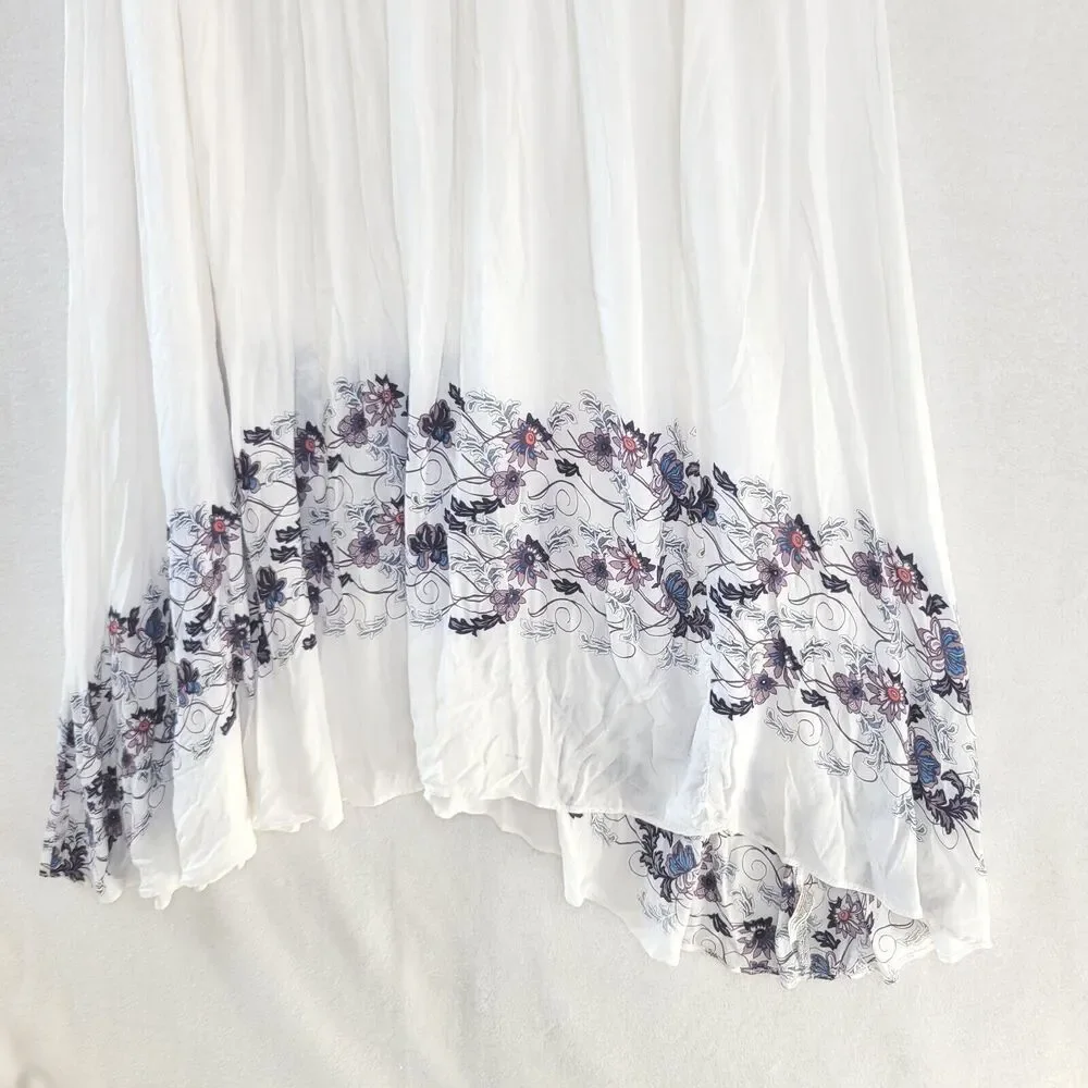 Free People Babydoll Maxi Dress SIZE S Cream Combo Floral Slip Maxi Dress Sheer - Picture 8 of 16